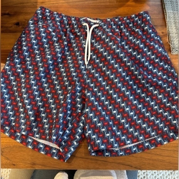 Trunks Surf & Swim Co. red white & blue crab pattern size M swimsuit y2k crabs E - Picture 1 of 5